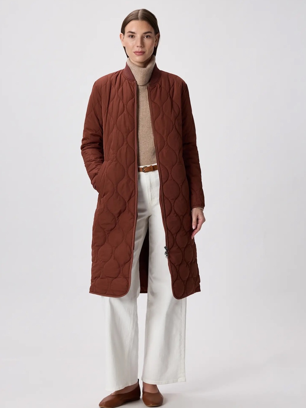 Quince Featherless Quilted Puffer Long Coat Redwood Brown S NWT - Picture 5 of 5